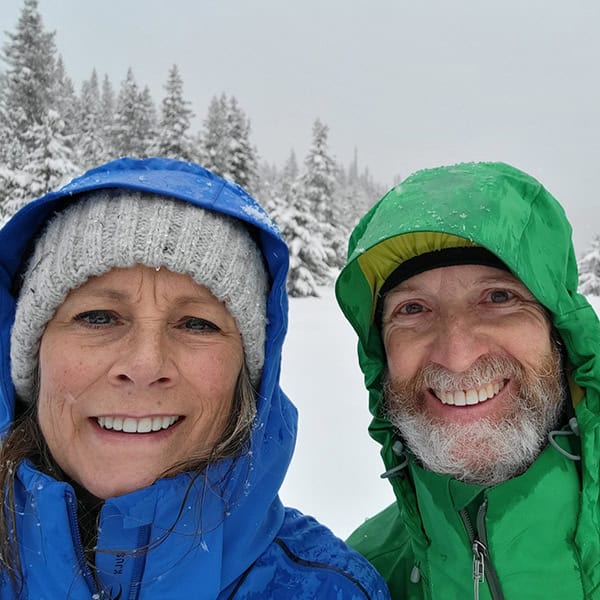 Dr. Jeff Roth and his wife out in the winter snow